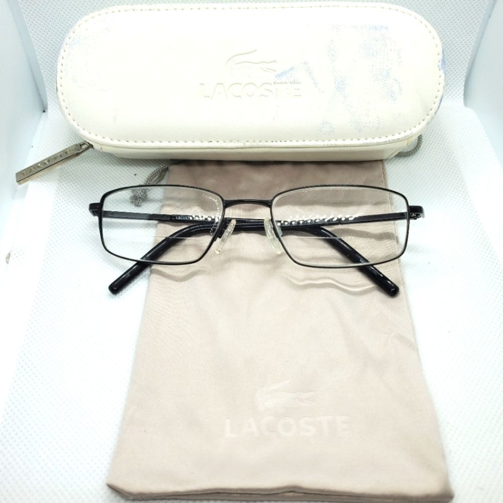 Lacoste Black Prescription Glasses Frames, Case, & Dust Bag